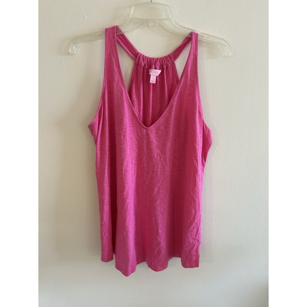 Lilly Pulitzer Tank Top Womens Large Pink Luxletic Racerback Athletic - Picture 2 of 8